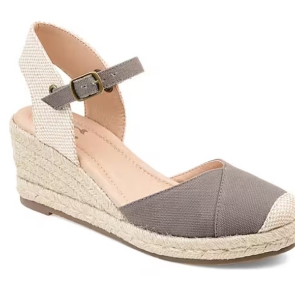 Journee Collection Gray and Cream Espadrilles - Picture 1 of 4